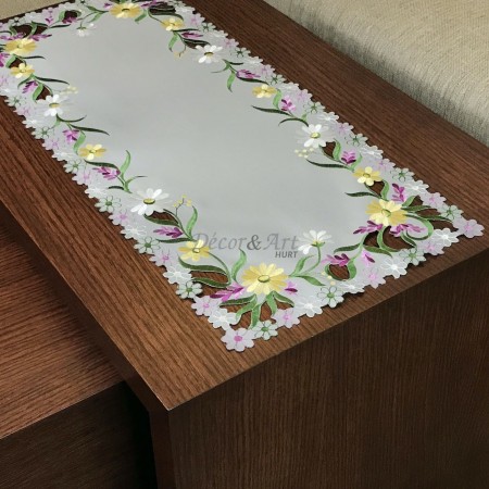 Bieżnik haftowany 40x85 cm prostokąt szary DA-2026