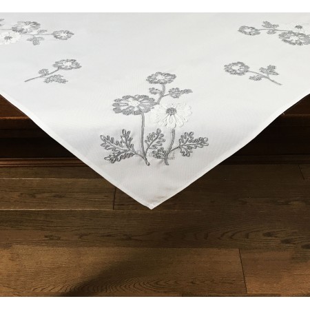 Obrus len haftowany 85x85 cm Biały STP-19011