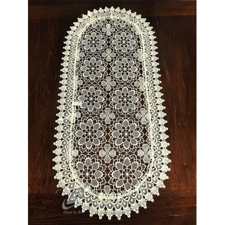 Bieżnik z gipiury 40x85 cm Owal Écru DA-818