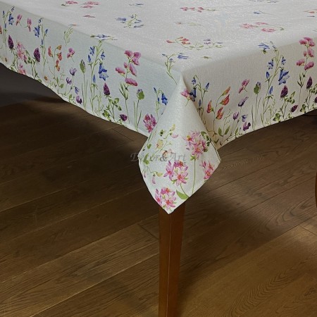 Obrus lurex-len druk Luksusowe Polne Kwiaty 140x220 cm N-5054Y