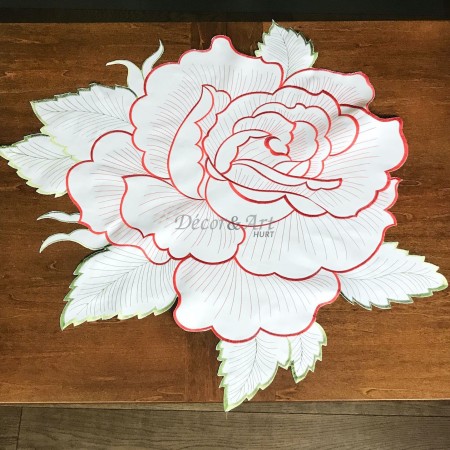 Obrus haftowane czerwone róze 85 cm koło DA-1421