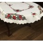 Obrus haftowany maki 150x220 cm owal ecru DA-98026B