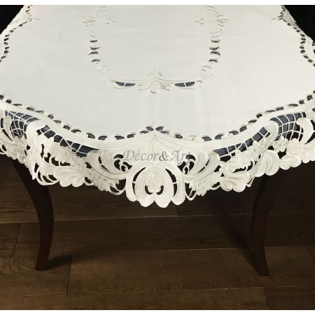 Obrus haftowany 80x140 cm owal ecru DA-16223