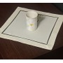 Serwetka len z lamówką 40x40 cm ecru z kawowy lamówką paczka 2 szt. STP-002
