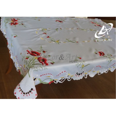 Obrus haftowany 130x170 cm prostokąt biały DA-137597
