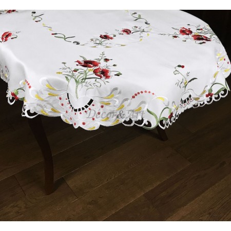 Obrus haftowany 150x220 cm owal Biały DA-137597