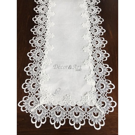 Bieżnik z gipiurą 40x140 cm prostokąt biały DA-384