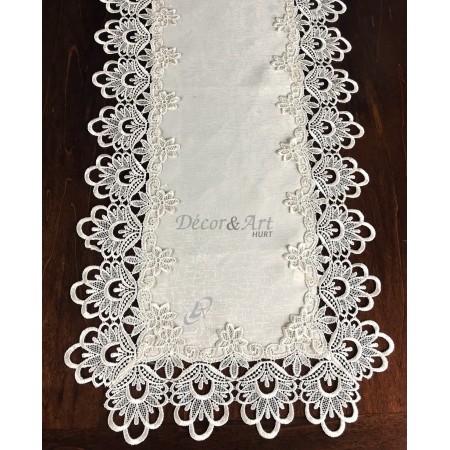 Bieżnik z gipiurą 40x160 cm prostokąt ecru DA-384