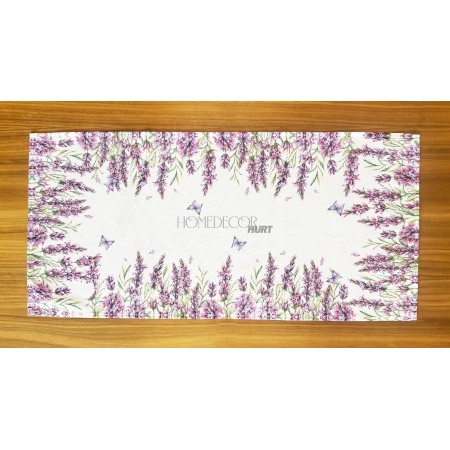 Bieżnik Len Drukowana Vintage Lawenda z Motylem 40x85 cm PF-116
