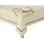 Obrus len z lamówką 90x150 cm prostokąt écru z kawową lamówką STP-002
