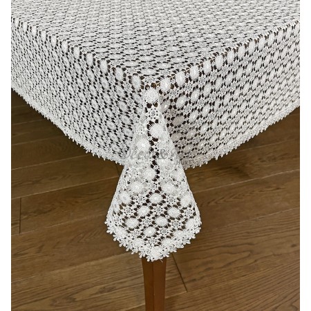 Obrus z gipiurą 80x140 cm prostokąt biały DA-118
