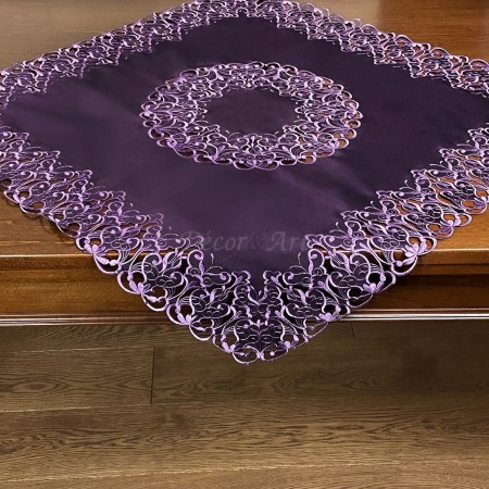 Obrus haftowany 85x85 cm kwadrat fioletowy DA-121058