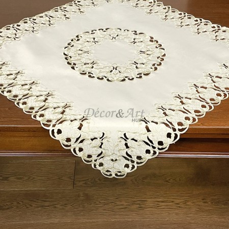 Obrus haftowany 85x85 cm kwadrat Ecru DA-121058