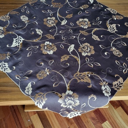 Obrus haftowany 85x85 cm kwadrat ciemny brąż DA-1240