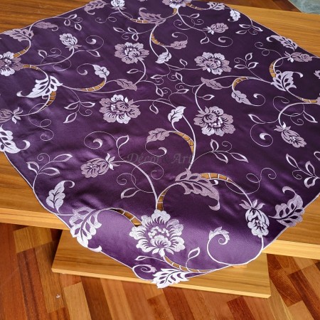 Obrus haftowany 85x85 cm kwadrat ciemny fiolet DA-1240