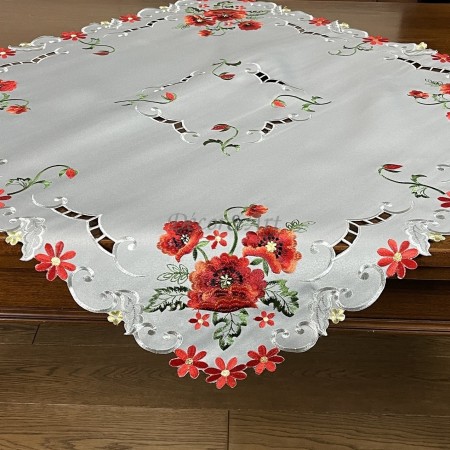 Obrus haftowany 85x85 cm kwadrat szary DA-S13005N