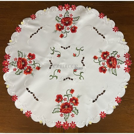 Obrus haftowany 85x85 cm Koło Biały DA-S13005N