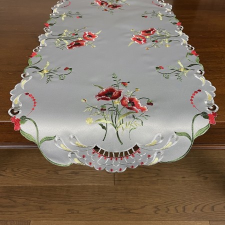Bieżnik haftowany 60x120 cm kwadrat szary DA-137597N