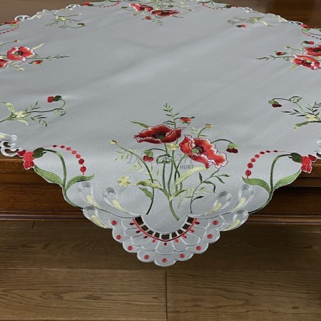 Obrus haftowany 85x85 cm kwadrat szary DA-137597N