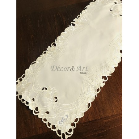 Bieżnik haftowany 50x100 cm prostokąt ecru  DA-17998