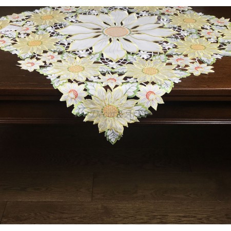 Obrus haftowany 85x85 cm kwadrat złoty DA-S10080