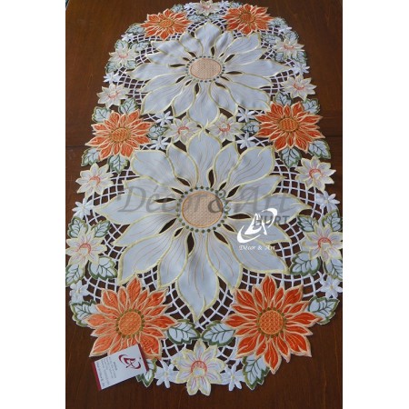 Bieżnik haftowany 60x120 cm owal pomarańczowy DA-S10080