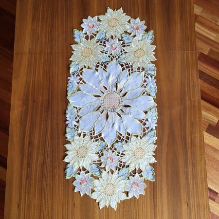 Bieżnik haftowany 40x85 cm owal złoty DA-S10080