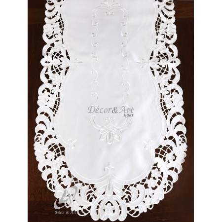 Bieżnik haftowany 40x85 cm owal ecru DA-16223