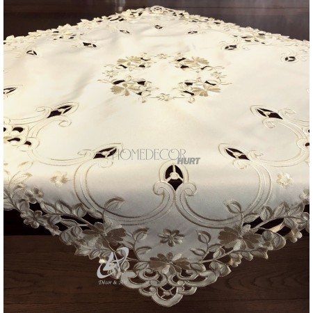 Obrus haftowany 85x85 cm kwadrat Ecru DA-128092